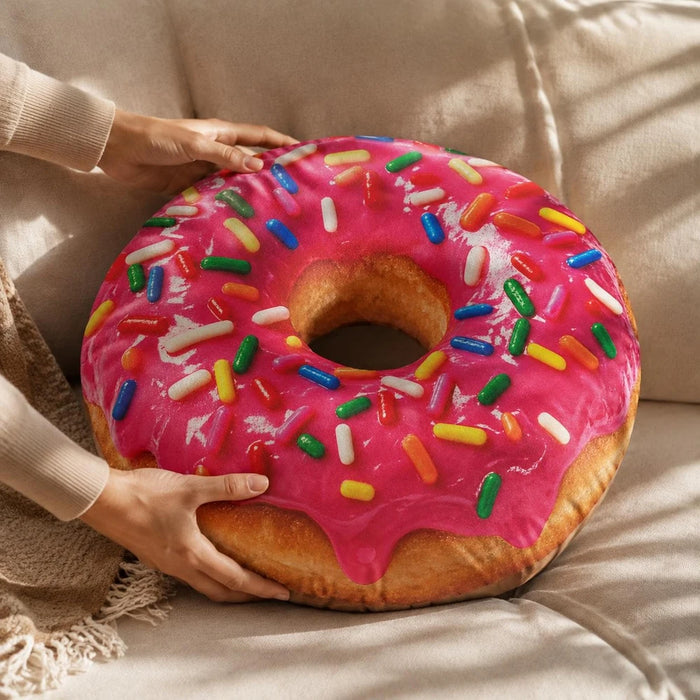 Pink Sprinkle Donut Pillow