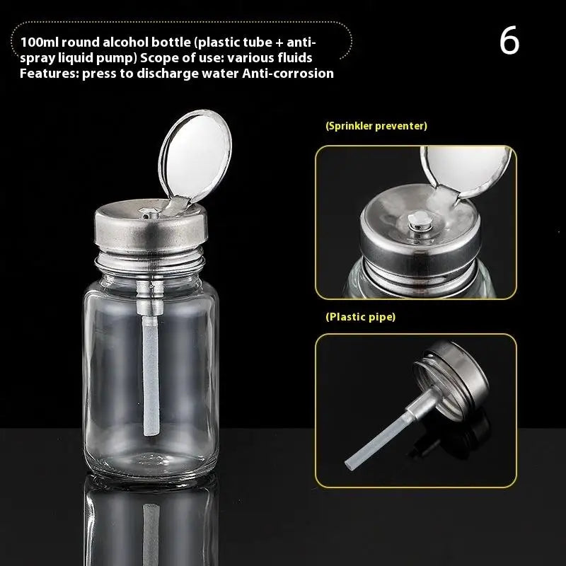 Nail Storage Refillable Glass Bottles Empty Liquid Press Pump Dispenser Nail Art Polish Remover Cleaner Makeup Manicure Tools