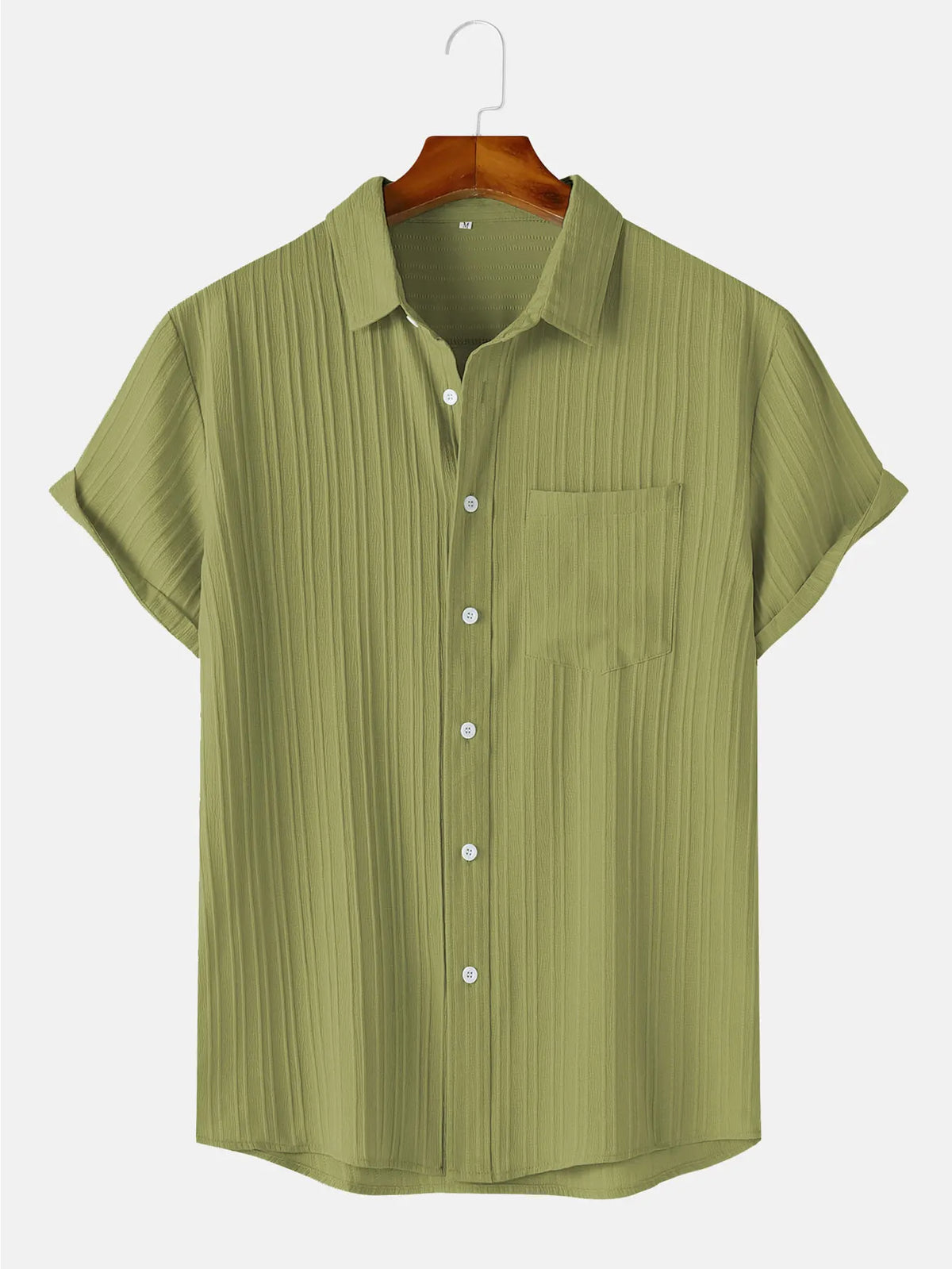 Men's Comfortable Shirt Summer Beach Men's Shirt Men's Short Sleeve Shirts Solid Color Casual Short Sleeve Shirt