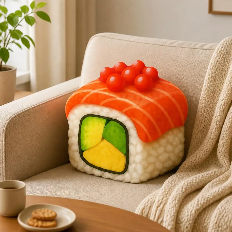 Salmon Roe Sushi Throw Pillow