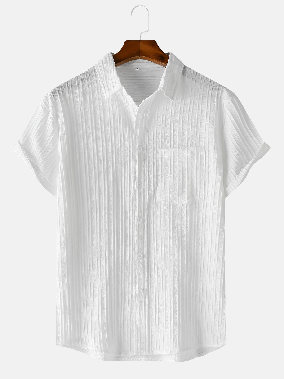 Men's  Comfortable Shirt Summer Beach Men's Shirt   Men's Short Sleeve Shirts  Solid Color Casual Short Sleeve Shirt