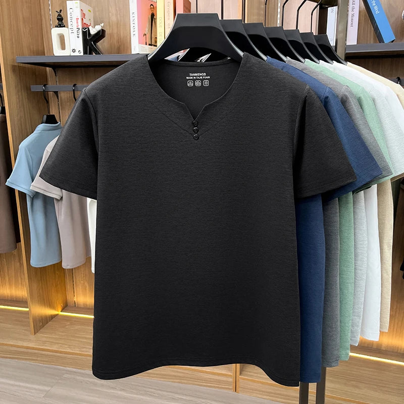 Mens Henley Neck T Shirts Short Sleeve Casual Soft Breathable Comfortable Fashion Tops for Men Daily Wear Summer Streetwear