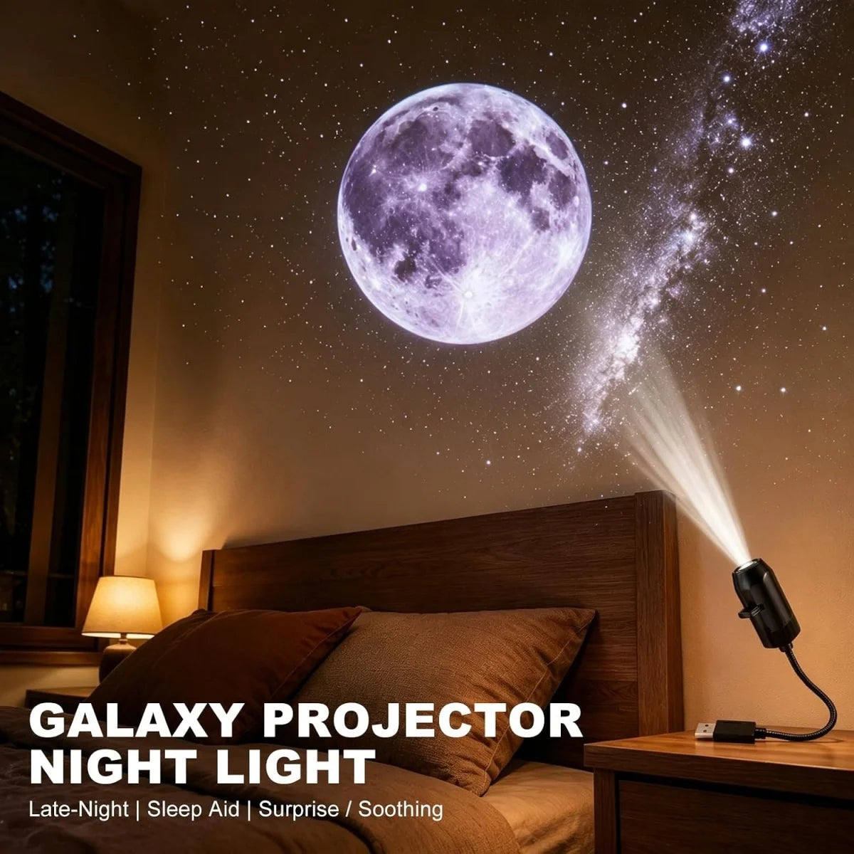 Galaxy Planet Projector Night Light USB Plug And Play HD Star Projector Space Ambient Lighting for Room Ceiling Decor Wall Lamp