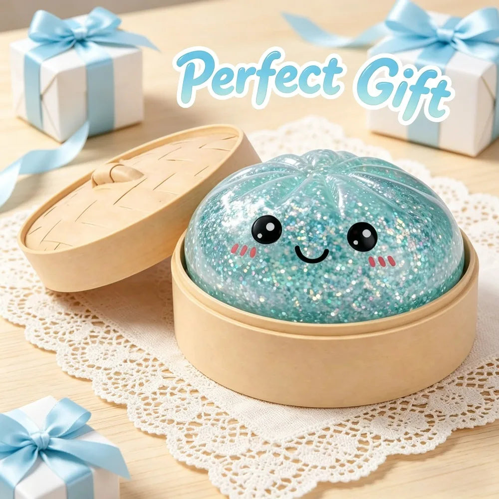 Giant Dumpling Squishy Bun – Glitter Squeeze Toy