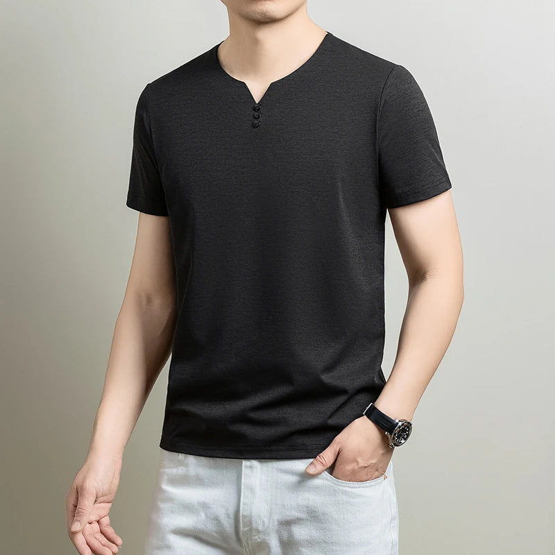 Mens Henley Neck T Shirts Short Sleeve Casual Soft Breathable Comfortable Fashion Tops for Men Daily Wear Summer Streetwear