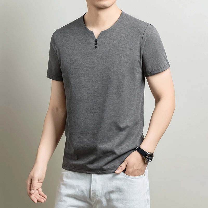 Mens Henley Neck T Shirts Short Sleeve Casual Soft Breathable Comfortable Fashion Tops for Men Daily Wear Summer Streetwear
