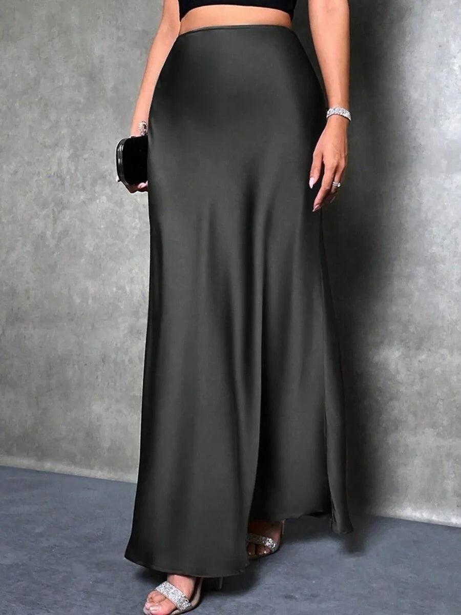 Satin Skirt Woman High Waist Elegant Long Skirts For Women Fashion Summer Midi Office Lady Pencil Cocktail Party Wedding Skirt