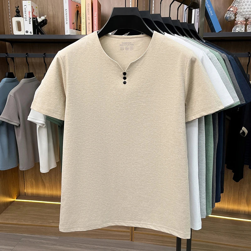 Mens Henley Neck T Shirts Short Sleeve Casual Soft Breathable Comfortable Fashion Tops for Men Daily Wear Summer Streetwear