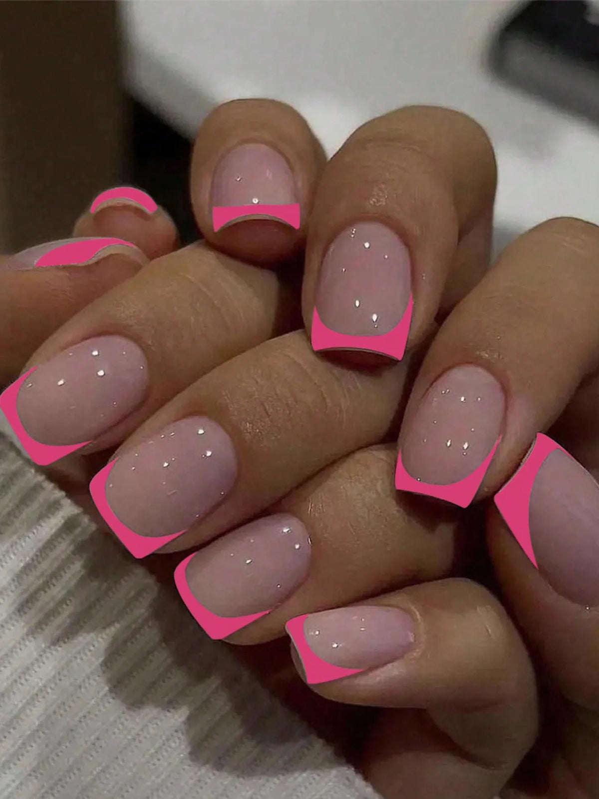 ARTAUG 24PCS Press On Nails Medium White Square Press On Nails Sweet Press On Nails Korean Press On Nails