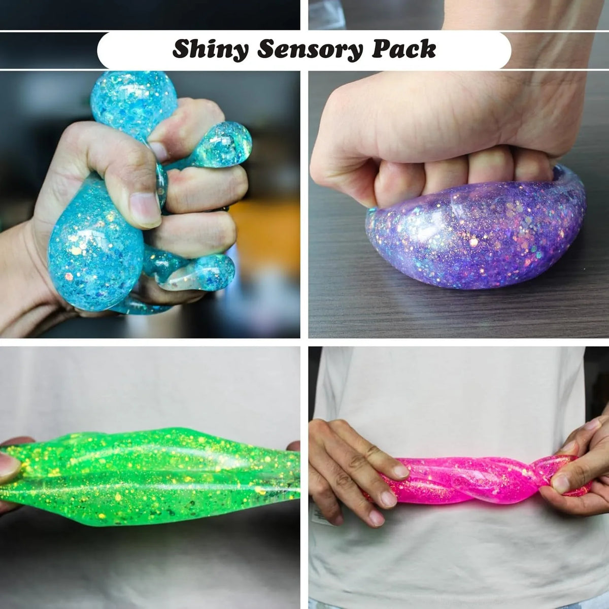 Slow Rise Glitter Stress Cube Stress Balls Malt Sugar Stress Balls for Adults & Kids ADHD Fidget Toys Anxiety Squishy Toys