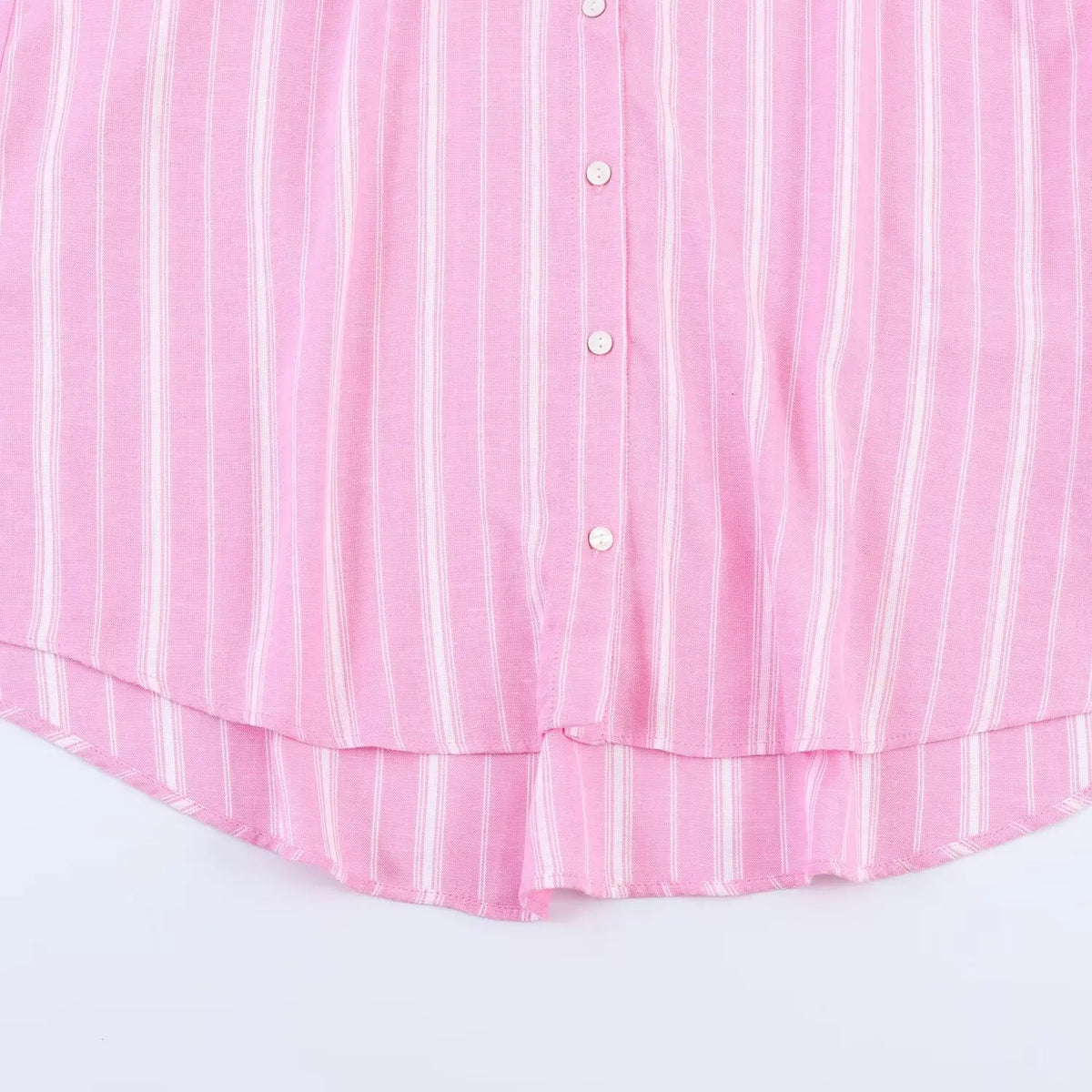 Women's Fashion Skirt Set 2 Piece Set Pink Oversize Long Sleeve Striped Shirt & Zipper Splicing Pleated Midi Skirt Female Outfit