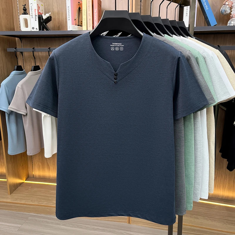Mens Henley Neck T Shirts Short Sleeve Casual Soft Breathable Comfortable Fashion Tops for Men Daily Wear Summer Streetwear