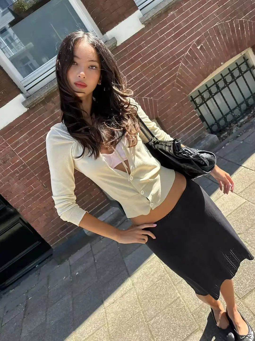 COUCOU The Slip Skirt Black and White
