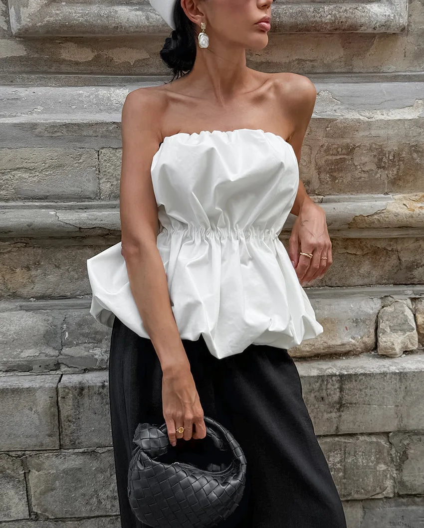 Women Blouses 2026 Spring Summer Sleeveless Strapless Woman Blouse Shirt Office Elegant Work Shirt Top Blusas Mujer De Moda
