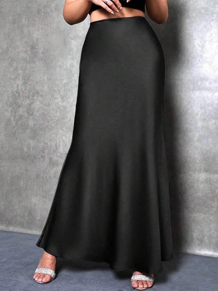 Satin Skirt Woman High Waist Elegant Long Skirts For Women Fashion Summer Midi Office Lady Pencil Cocktail Party Wedding Skirt