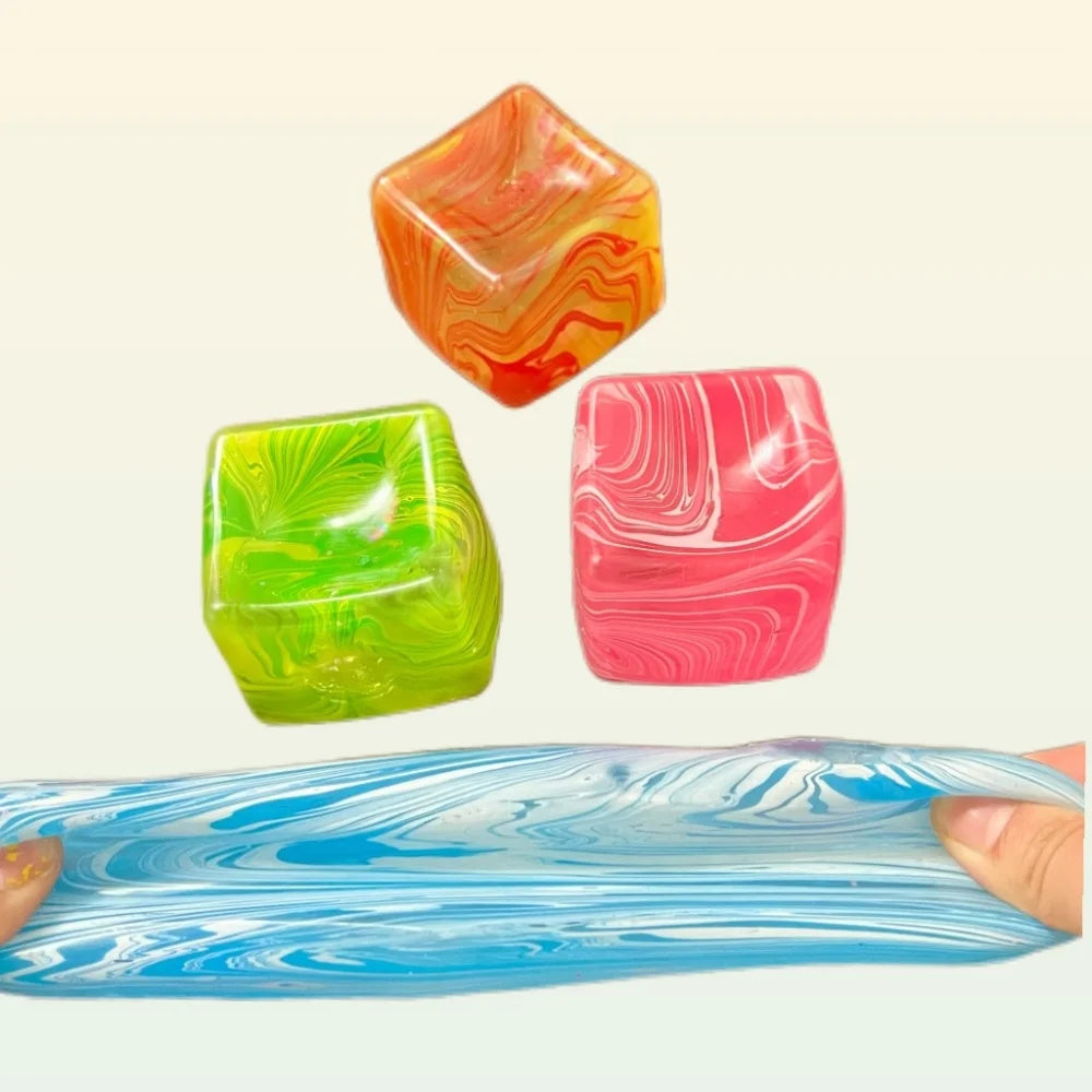 Stress Cube Swirl Sensory Fidget Toys for Anxiety Stress Relief, Slow Rising Squeeze Toys Ice Cube Stress Balls for Adults Kids