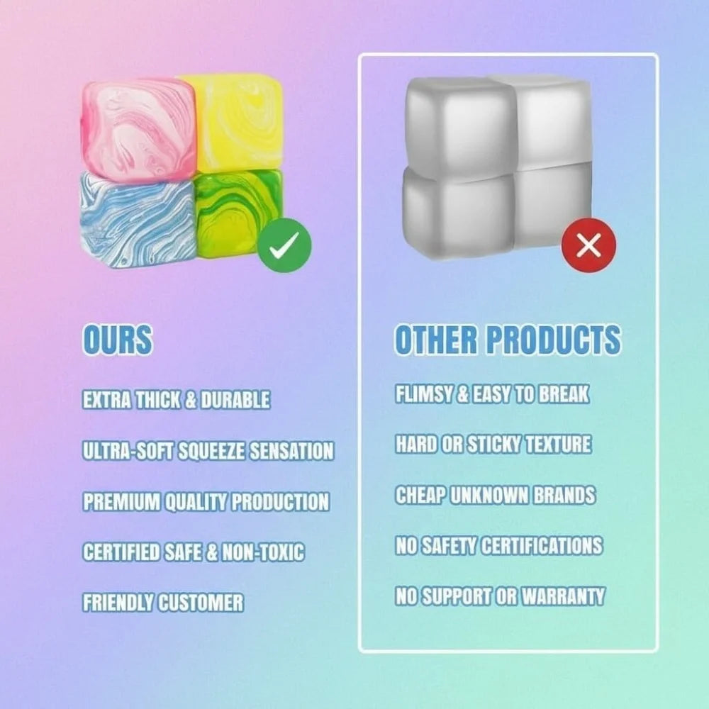 Stress Cube Swirl Sensory Fidget Toys for Anxiety Stress Relief, Slow Rising Squeeze Toys Ice Cube Stress Balls for Adults Kids