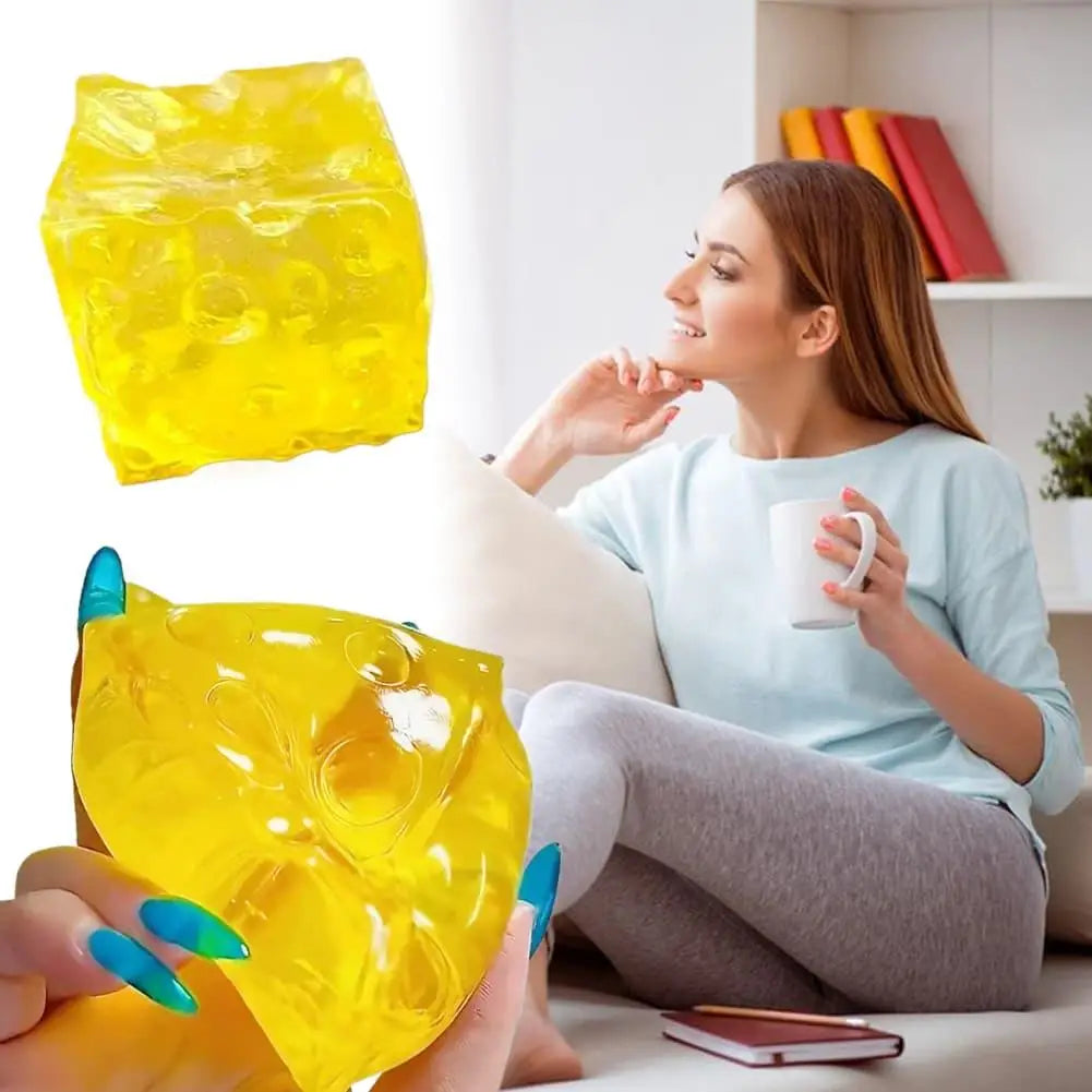 Squishy Toys-Honey Square Super Soft Mochi Cheese Squeeze Toy Funny Cheese Anti-stress Sensory Fidgets Toys for Adults Kid Gifts