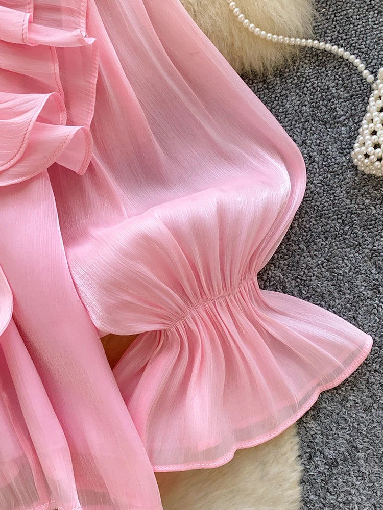 Women Blouse Elegant Bow-detailed Chiffon Blouse Ruffle Hem Featuring Lightweight Layering Piece Spring Summer Blusa Top BL341