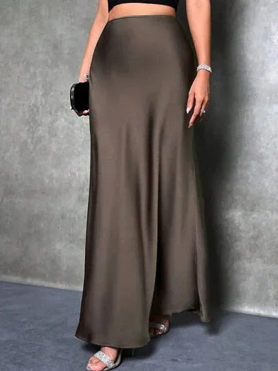 Satin Skirt Woman High Waist Elegant Long Skirts For Women Fashion Summer Midi Office Lady Pencil Cocktail Party Wedding Skirt