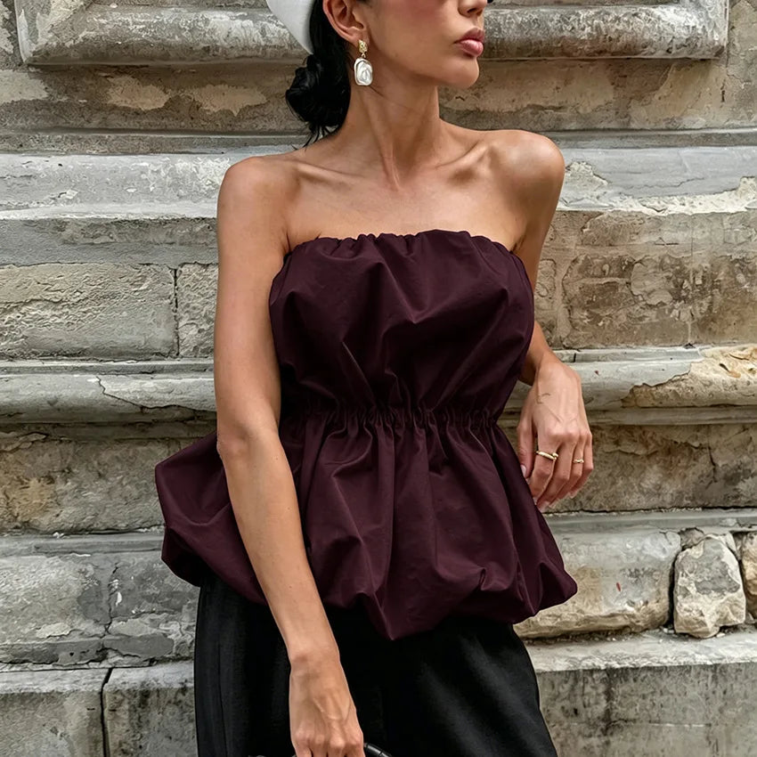 Women Blouses 2026 Spring Summer Sleeveless Strapless Woman Blouse Shirt Office Elegant Work Shirt Top Blusas Mujer De Moda