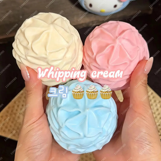 Crunchy Whipping Cream Stress Ball Squishy Toys Moldable Whipped Cream Squeeze Ball ASMR Anti Stress Fidget Toys for Adults