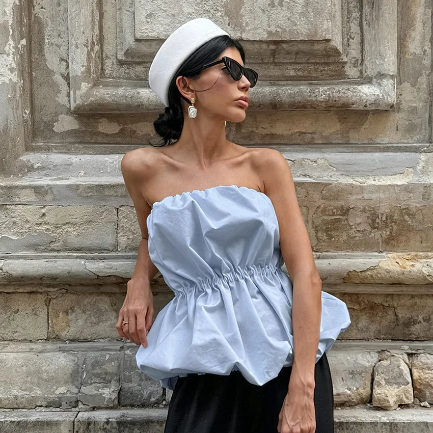 Women Blouses 2026 Spring Summer Sleeveless Strapless Woman Blouse Shirt Office Elegant Work Shirt Top Blusas Mujer De Moda