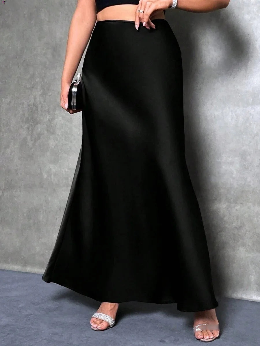 Satin Skirt Woman High Waist Elegant Long Skirts For Women Fashion Summer Midi Office Lady Pencil Cocktail Party Wedding Skirt