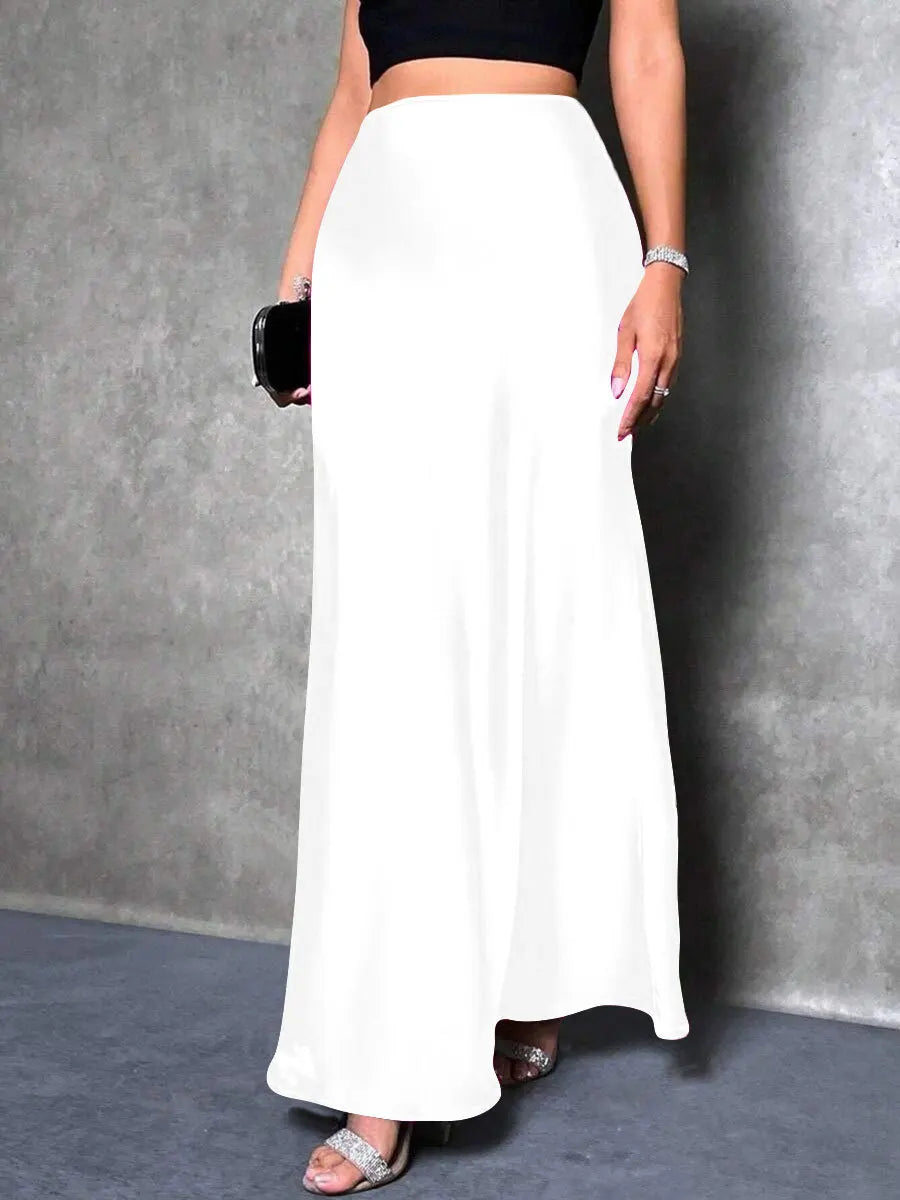 Satin Skirt Woman High Waist Elegant Long Skirts For Women Fashion Summer Midi Office Lady Pencil Cocktail Party Wedding Skirt