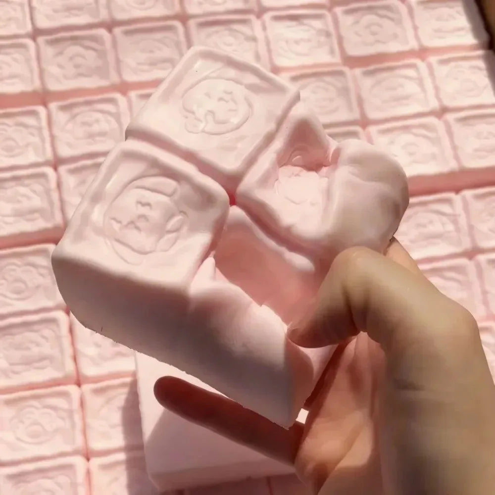 Squishy Strawberry Chocolate Milk Cube Cake Bread Squeeze Toy Soft Stress Relief Slow Rising Sensory Fidget Toys for Kids Adults
