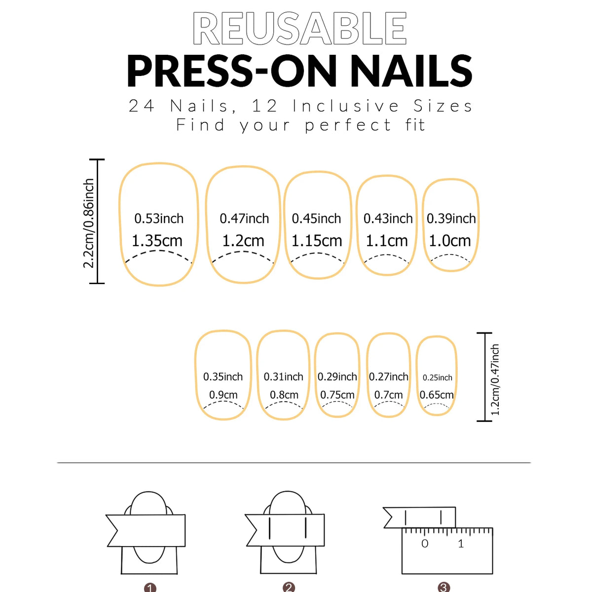 ARTAUG 24PCS Press On Nails Medium White Square Press On Nails Sweet Press On Nails Korean Press On Nails
