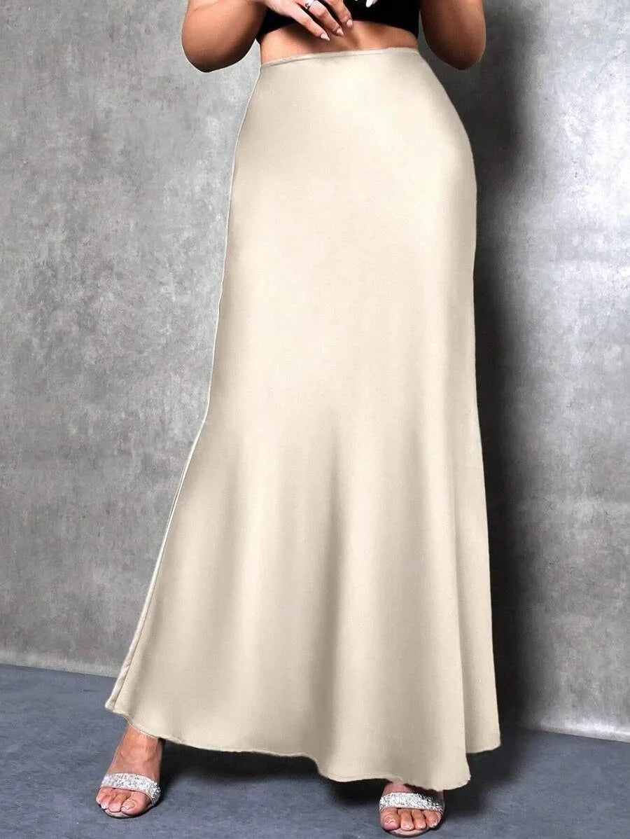 Satin Skirt Woman High Waist Elegant Long Skirts For Women Fashion Summer Midi Office Lady Pencil Cocktail Party Wedding Skirt