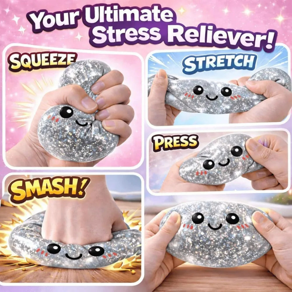 Giant Dumpling Squishy Bun – Glitter Squeeze Toy