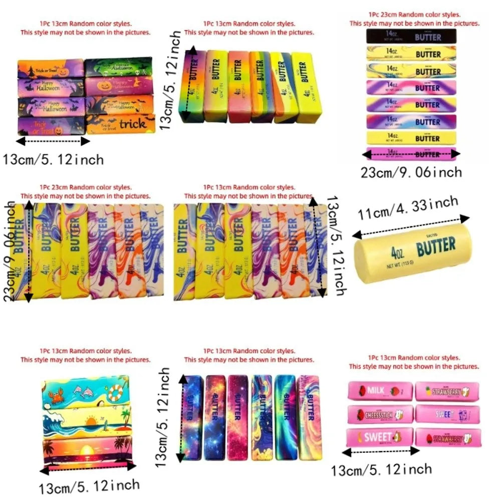 Colorful Halloween Squishy Toy Creative Kneading Butter Stick Squeezing Toy Funny Elastic Slow Rebound Butter Stick