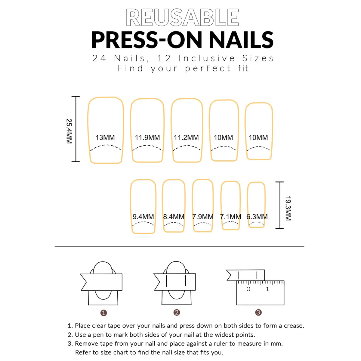 24Pcs French Square Press On Nails Dark Style Matte Finish Press On Nails Artificial Manicure Tool Nail Tips Wearable Fake Nails