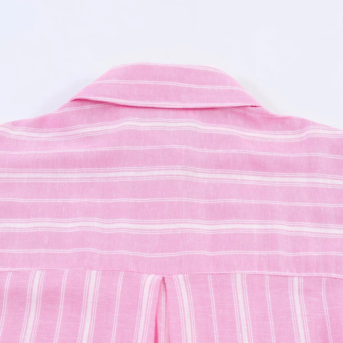 Women's Fashion Skirt Set 2 Piece Set Pink Oversize Long Sleeve Striped Shirt & Zipper Splicing Pleated Midi Skirt Female Outfit