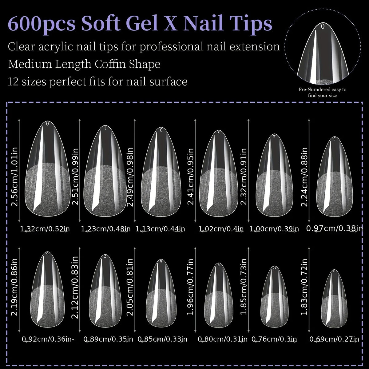 600Pcs Almond Nail Tips Half Matte Full Cover Acrylic Nails Tips Medium Gel False Nail Manicure Salon Home DIY Press on Nails