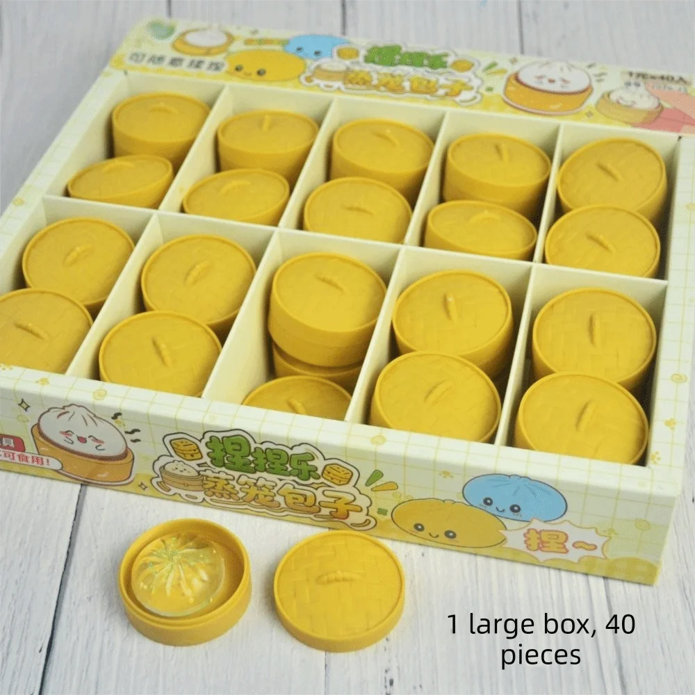 Soft Cute Mini Dumplings Squishy Food Shape With Steamer Squishy Crystal Bun Pinch Squeezable Fidget Sensory Children Gift