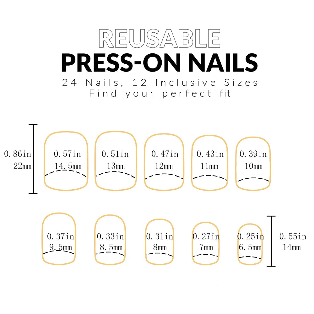 ARTAUG 24PCS Press On Nails Medium White Square Press On Nails Sweet Press On Nails Korean Press On Nails