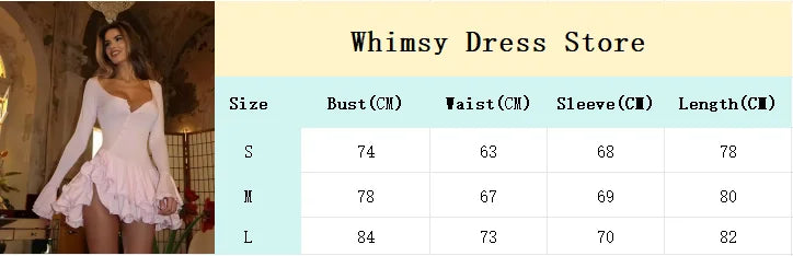 Pink Flare Sleeve Ruffle Pleated Mini Dress Women's Irregular Deep V-neck Buttons A-line Gowns Lady 2025 Party Club Vestidos New