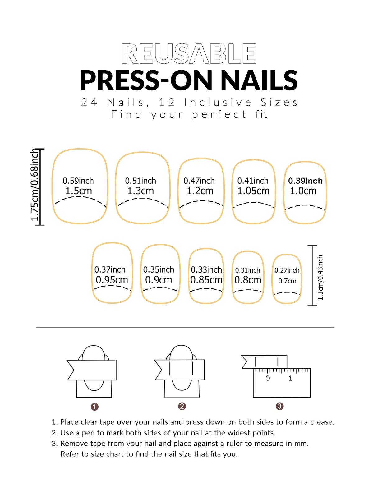 ARTAUG 24PCS Press On Nails Medium White Square Press On Nails Sweet Press On Nails Korean Press On Nails