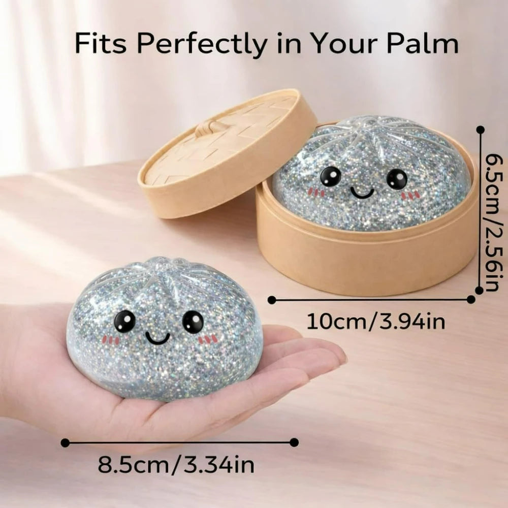 Giant Dumpling Squishy Bun – Glitter Squeeze Toy