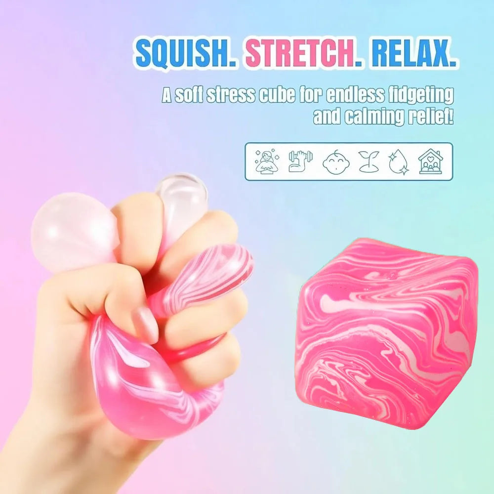 Stress Cube Swirl Sensory Fidget Toys for Anxiety Stress Relief, Slow Rising Squeeze Toys Ice Cube Stress Balls for Adults Kids