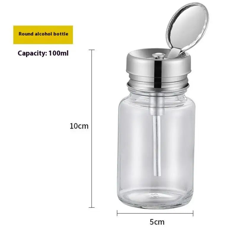 Nail Storage Refillable Glass Bottles Empty Liquid Press Pump Dispenser Nail Art Polish Remover Cleaner Makeup Manicure Tools
