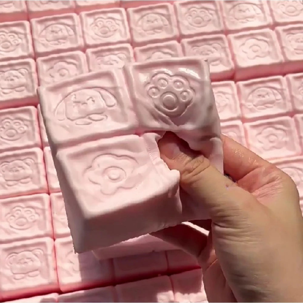 Squishy Strawberry Chocolate Milk Cube Cake Bread Squeeze Toy Soft Stress Relief Slow Rising Sensory Fidget Toys for Kids Adults