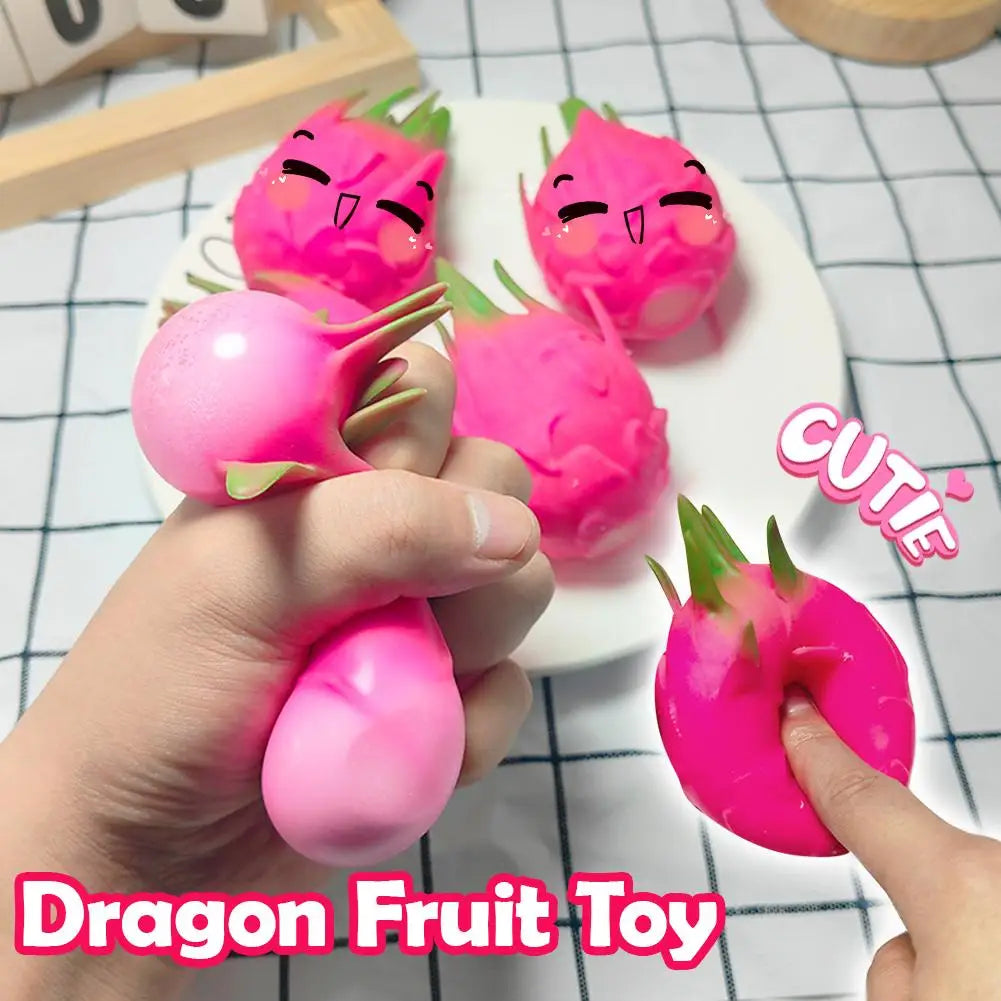 Dragon Fruit Squish Ball Gift Squishy Squeeze Stress Reliever Fidget Sensory Toy Simulation Fruit Food, Squeeze Balls For Kids