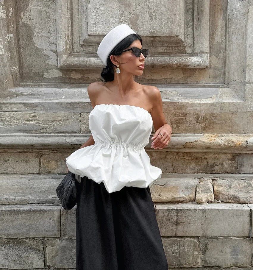 Women Blouses 2026 Spring Summer Sleeveless Strapless Woman Blouse Shirt Office Elegant Work Shirt Top Blusas Mujer De Moda