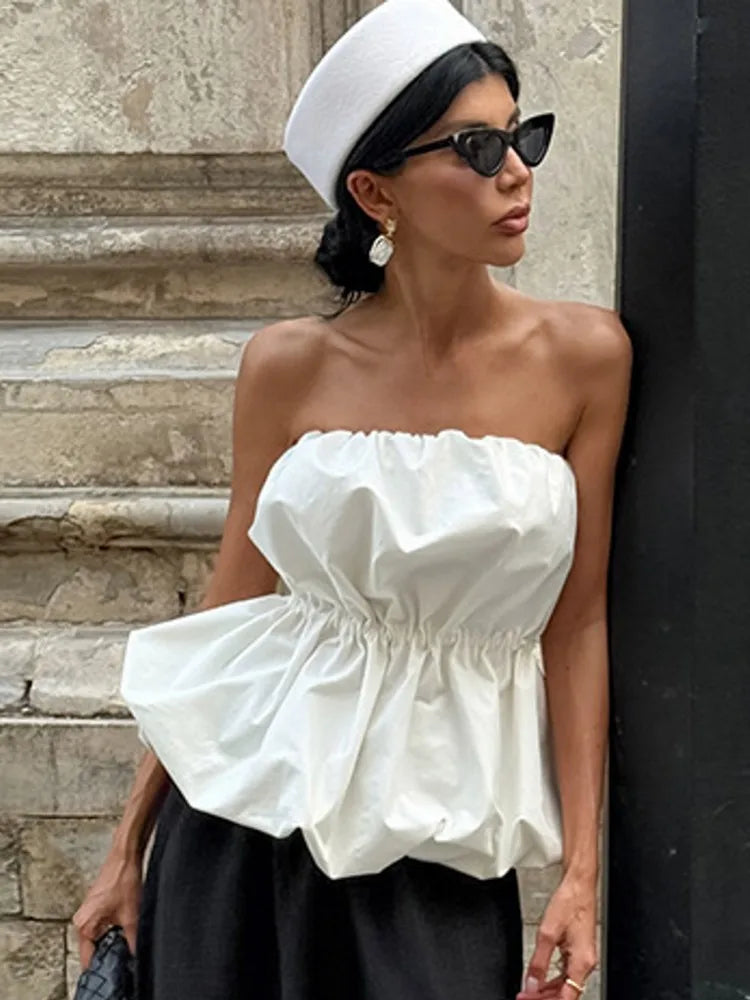 Women Blouses 2026 Spring Summer Sleeveless Strapless Woman Blouse Shirt Office Elegant Work Shirt Top Blusas Mujer De Moda