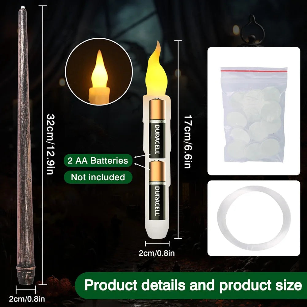 Magical Floating Candles with Control Wand Realistic Flickering LED Flameless Candles for Magic Themed Party and Wedding Decor