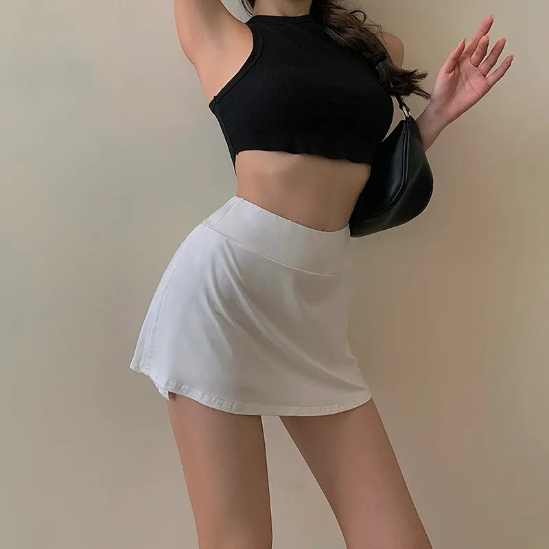Tennis Skirt Women High Waist Sexy Girl Tight Bag Hip Short Skirt Summer Sports Culottes Split A-Line Mini Skirt Y2K